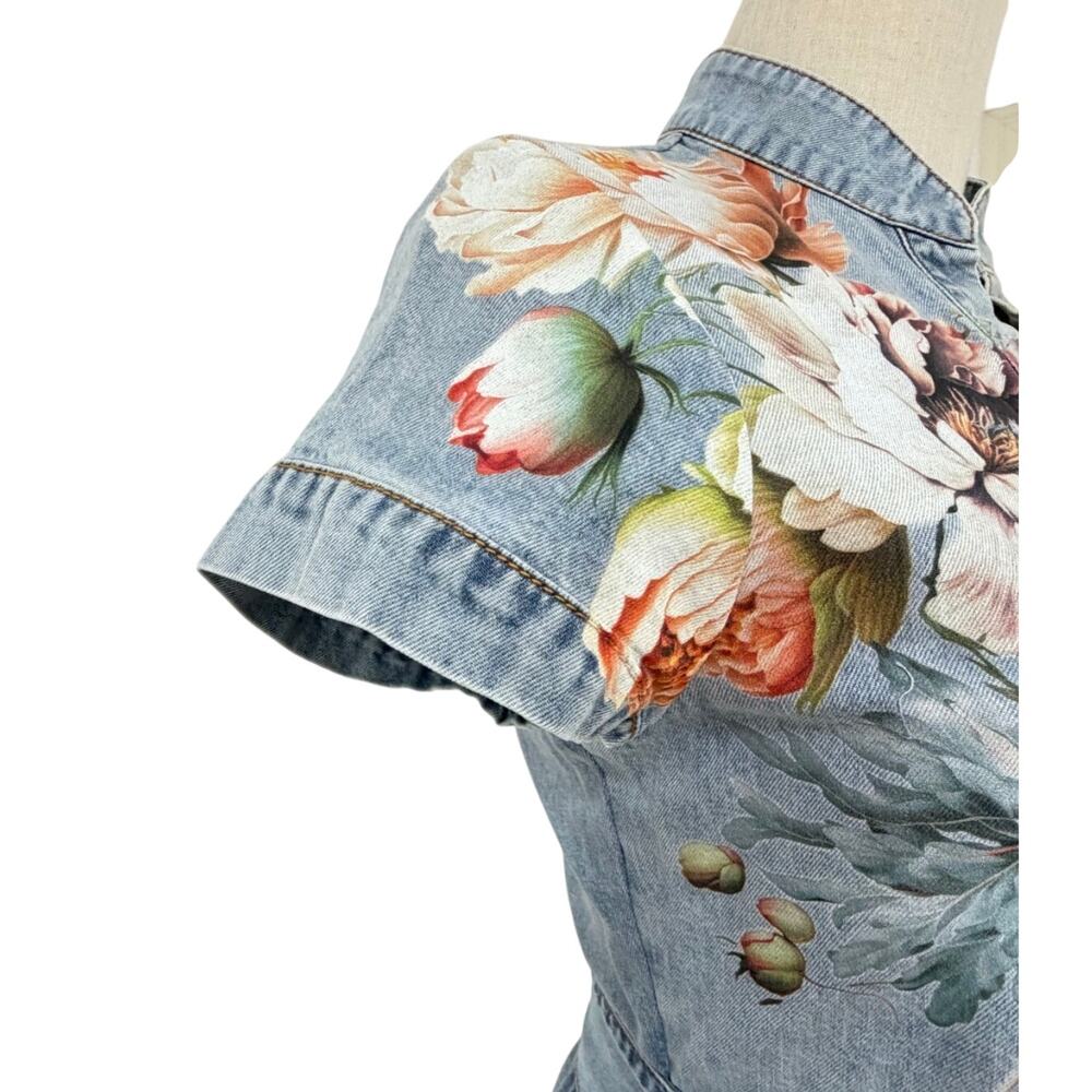 ALICE + OLIVIA Lucy Mini Denim Shirt Dress - Picture 8 of 10